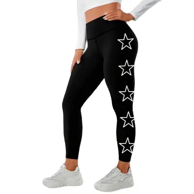 Sade Yan Beş Yıldızlı Yüksek Bel Yoga Pantolonu, Yumuşak Elastik Kadın Spor Tayt