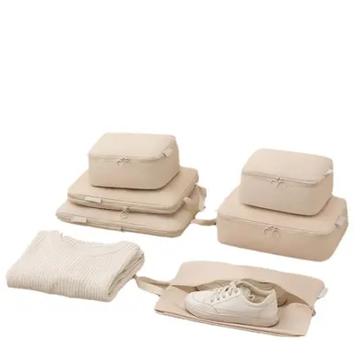 Neue grenzüberschreitende Reise-Aufbewahrungstasche aus Memory-Stoff, sechsteiliges Set, komprimierte Kleidung, Kofferaufbewahrungstasche, Toilettenartikel-Organizer-Tasche