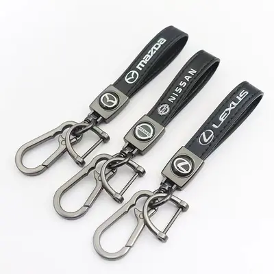 Lambskin Leather Keychain with Custom Car Logo for Men