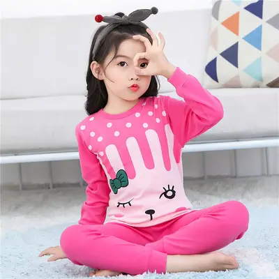 Kids' Pure Cotton Autumn Winter Pajama Set for Boys and Girls - 12