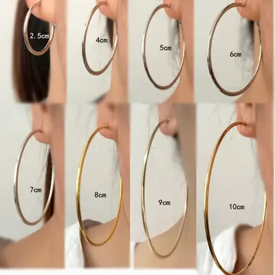 Büyük halka küpeler toptan kadın DJ gece kulübü moda büyük halka küpeler piercing olmadan kulak klipsleri 2.5-10cm
