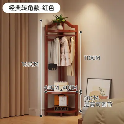Corner Floor-Standing Coat Rack with Integrated Storage Shelf - 8