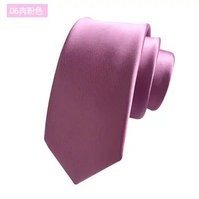 Men's Narrow Solid Color Tie, 6cm, Korean Style, Formal and Wedding - 12