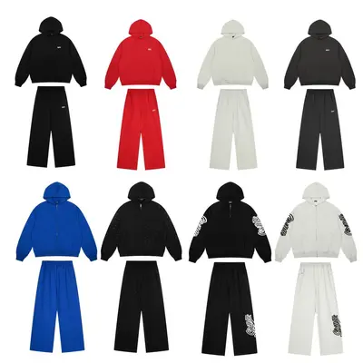 Embroidered Letter Hoodie and Long Sweatpants Men's Sports Set