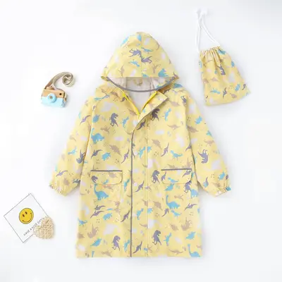 High-quality children's raincoat in one piece, long, waterproof, windproof and snowproof poncho with school bag for boys and girls and small children - 8