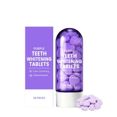 Purple Toothpaste Tablets, Portable Solid Teeth Cleaning Tablets