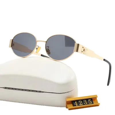 Ovale Metall-Sonnenbrille, Cat-Eye, breiter Rahmen - 6