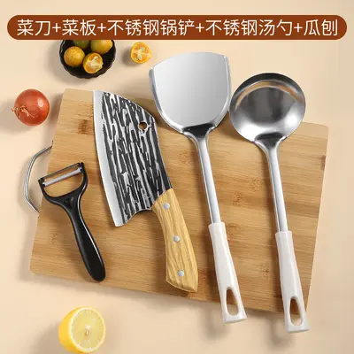 龙泉刀具套装手工锻打刀家用菜刀菜板二合一厨房全套厨具砧板组合 - 8