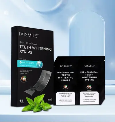 Activated Charcoal Teeth Whitening Strips, 14 Pairs, Enzyme - 7