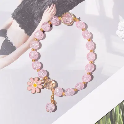 Small Daisy children's beaded bracelet, for girls and students, handmade elastic boutique jewelry, cross-border crystal bracelet. - 8