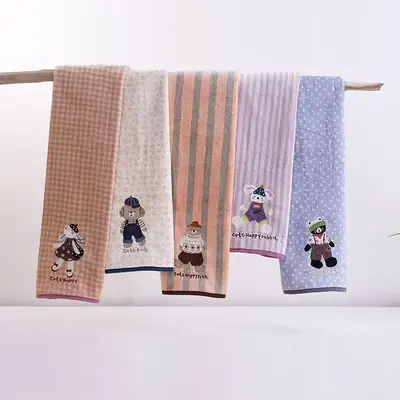 Animal Paradise Towel Set Cartoon Embroidered Coral Fleece Bath Towels Highly Absorbent Quick-Drying Shed-Resistant