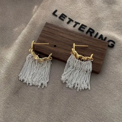 Silver flower geometric earrings, rhinestone, women's - 10