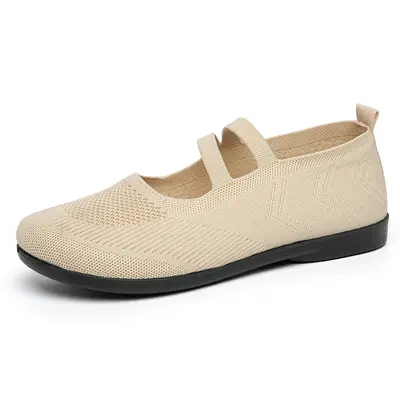 Kadın Uçan Örgü File Üst Düz Taban Loafer Ayakkabı Rahat Slip-On