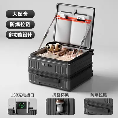 Neues seitlich öffnendes tiefes Gepäck Trolley Koffer Unisex Zahlenkombinationsschloss Koffer leise 360° Rollen Teleskopstange leicht Handgepäck Koffer - 7
