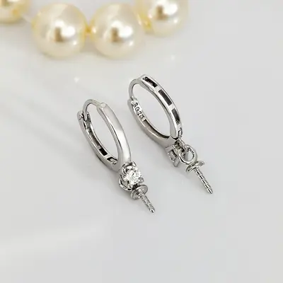 S925 silver DIY pearl earrings for girls