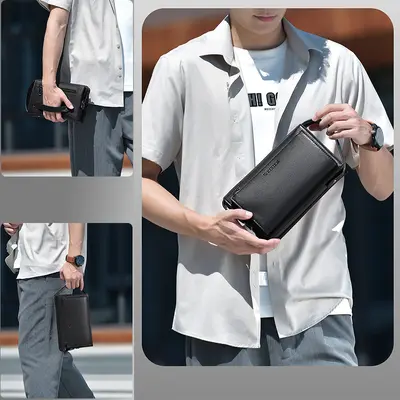 Men's Waterproof Clutch Bag with Lock, Large Capacity - 3