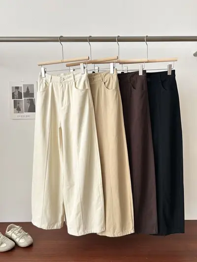 Kadın bol paça pantolon, ince model, bahar, günlük