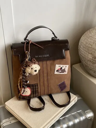 Damen-Handtasche mit Abzeichen, multifunktionale Umhängetasche - 2