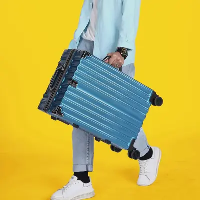 Güçlü ve dayanıklı alüminyum çerçeve bavul sessiz evrensel tekerlekli bavul kadın büyük kapasiteli moda öğrenci tekerlekli çanta 24 inç - 11