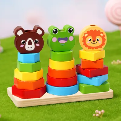Wooden Animal Shape Color and Shape Sorting Toy