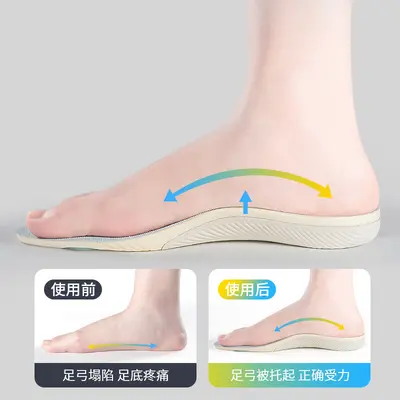 Flat Foot Arch Support Insoles for Men and Women, Straight Leg Gadget, Sports Sweat-Absorbing Deodorizing Pain-Relieving Insoles, Prevents Fatigue When Standing for Long Periods