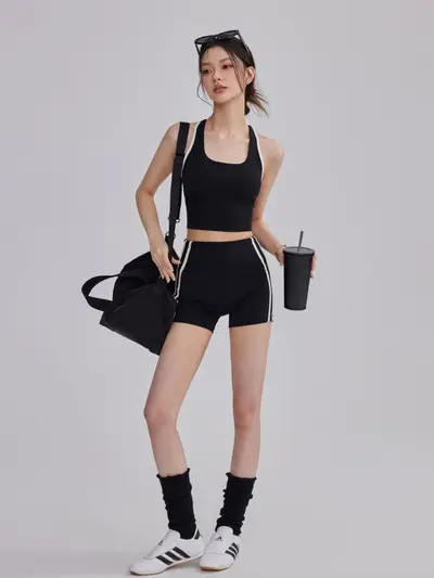 运动套装女夏瑜伽服2026新款工字背心短裤健身服普拉提训练两件套