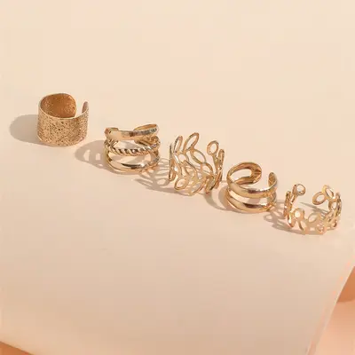 5-Piece Non-Pierced Ear Clip Set, Creative Simple Alloy Earrings