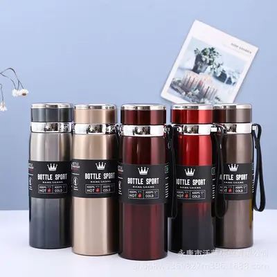 Double-Wall Stainless Steel Vacuum Sports Bottle with Strap - 2