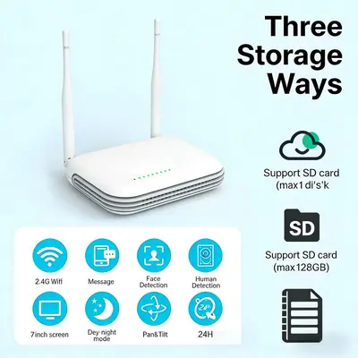 CCTV监控系统wifi带屏双目球机监控摄像头套装摄像头小体积录像机