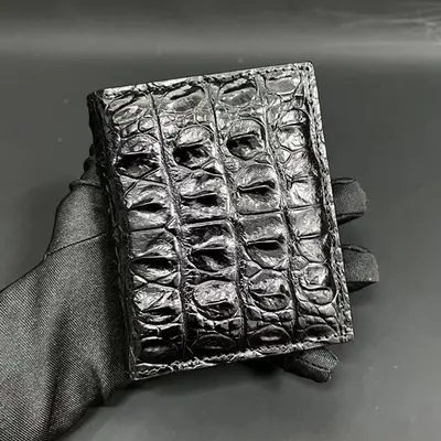 Men's Crocodile Leather Wallet, Genuine Leather, Short Vertical - 11