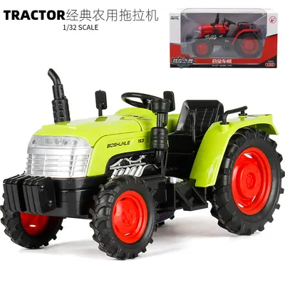 1:32 Alloy Farm Tractor with Trailer Model, Sound and Light Toy - 12