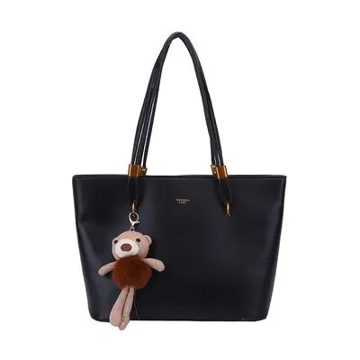 Large Retro Tote Bag, PU Leather, Solid Color - 6