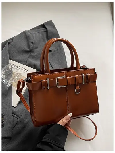 Belt Buckle Women's Handbag, Retro Single Shoulder Bag, 2025 Summer - 8