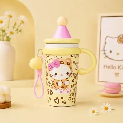 Paslanmaz Çelik Termos Kupa, Saplı ve Pipetli, 600 ml Büyük Kapasite - 13