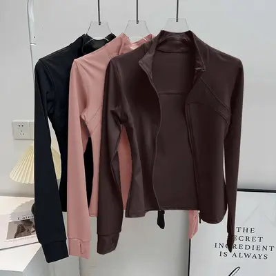 Women's yoga jacket, fleece, slim fit - 11