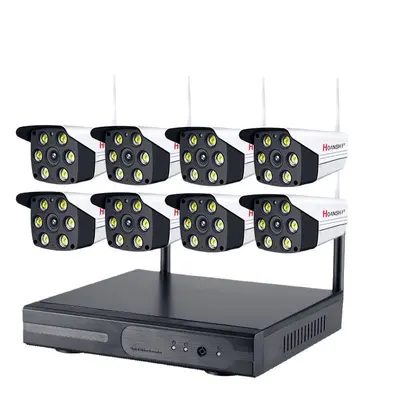 Dış mekan uzaktan kablosuz izleme ekipmanı seti, kamera seti, komple NVR monitörü, ev mağazası güvenlik kamerası - 6