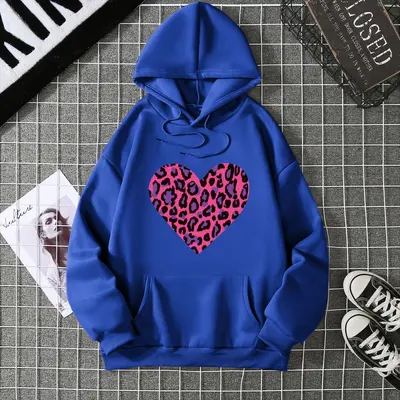 Kadın kapüşonlu baskılı sweatshirt, büyük beden, sonbahar kış - 10