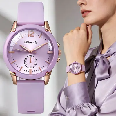 Damen-Quarzuhr mit Silikonarmband in Macaron-Farben - 1