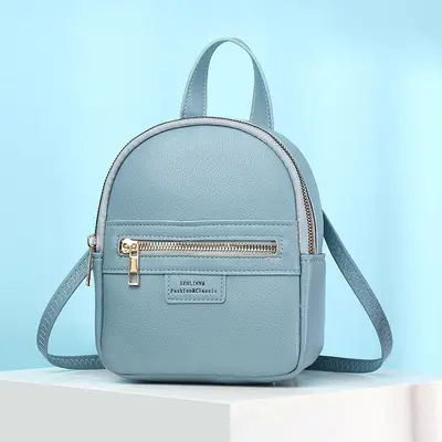 Senlina Women's Backpack, PU Leather Litchi Pattern - 12