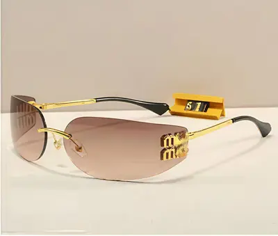 Miujia smua51s Narrow Rimless Sunglasses, Tea-Colored, Women's - 10