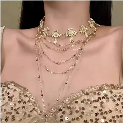 Kelebek kolye choker, vintage, saçaklı boyun zinciri - 11