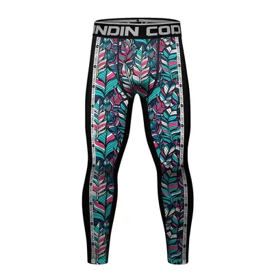 Men's Printed Compression Sports Long Pants for Running and Basketball - 9