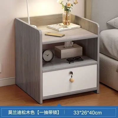 Minimalist Bedside Cabinet with Lock and Mini Drawers - 12