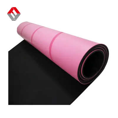 Sınır ötesi yoga matı tedarik fabrikası toptan kaymaz ter emici kauçuk PU yoga matı duruş çizgili yoga matı - 5