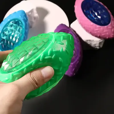 Durable Bite-Resistant Dog Chew Toy Glowing Squeaky Rugby Ball, Interactive - 5