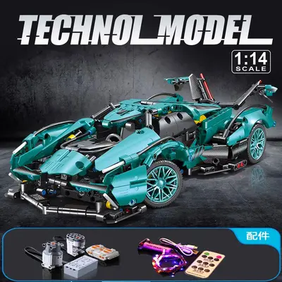 Совместим с Tiffany Blue High V12 Lamborghini Concept Sports Car Model Racing Car Building Blocks Assembly Car Children's Toy - 10