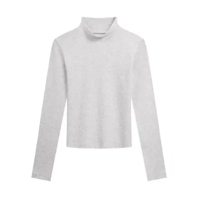 Women's Solid Half-High Neck Long Sleeve Base Layer, Slim Fit - 10