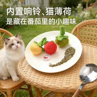 Cat Teaser Wand with Persimmon-Shaped Toy and Bell - 4
