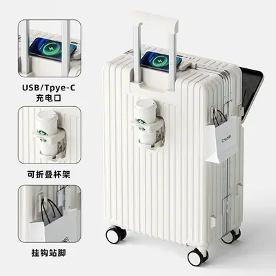 Half-Open Business Travel Suitcase with Combination Lock and 360° Wheels - 13