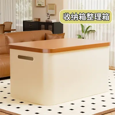 杂物收纳箱带盖家用零食玩具桌面储物盒厨房橱柜塑料整理箱收纳盒 - 2